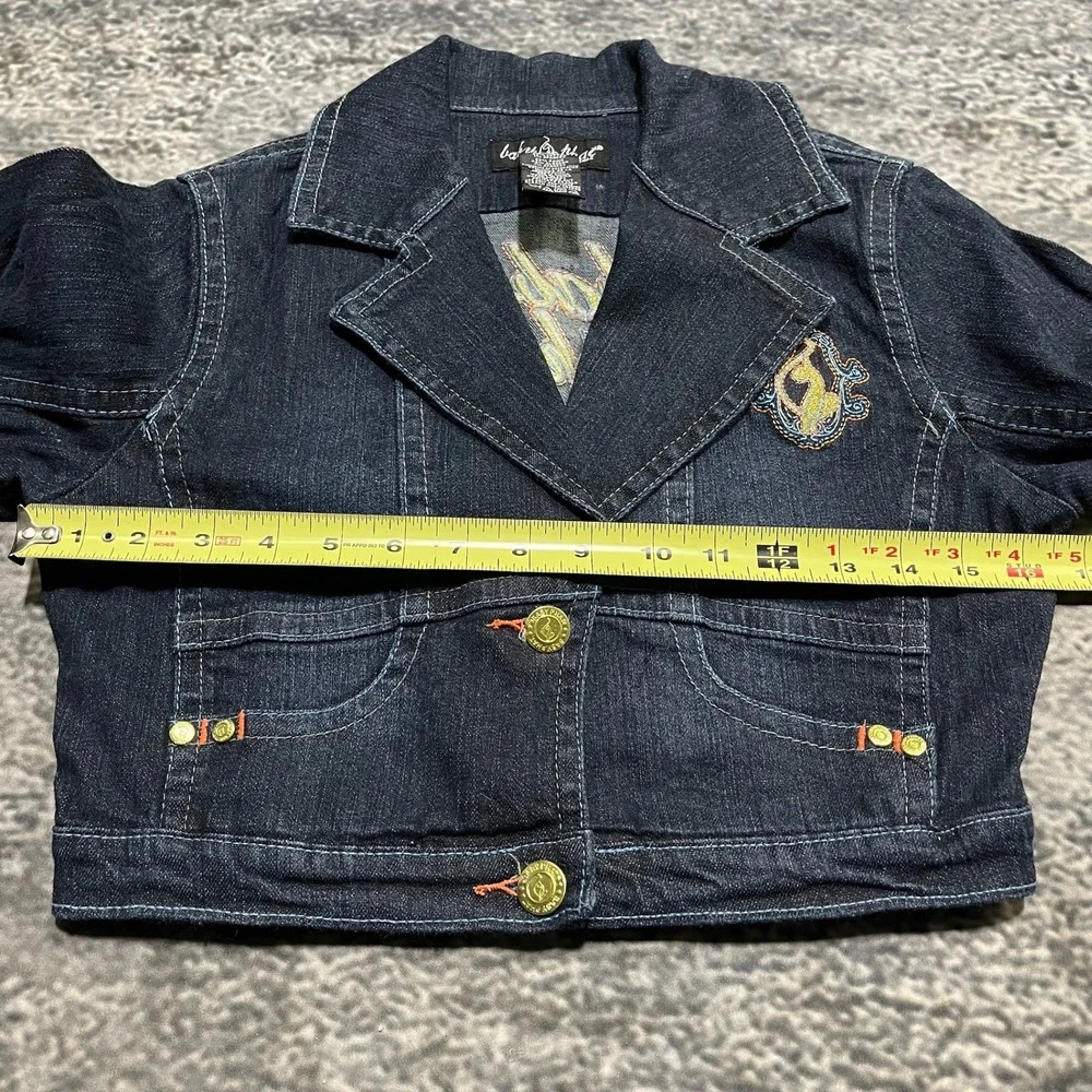 NWT Vintage Baby Phat Jean Jacket Denim Girls Large Blue Y2K Hip-Hop Embroidered